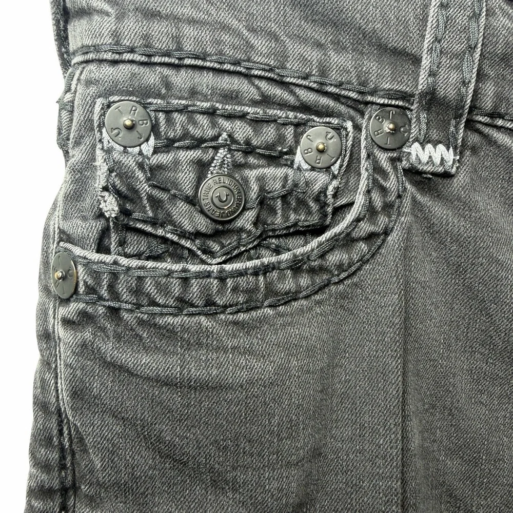 True Religion Geno W Flap Super T Jeans Mens 30x32 Black Straight Leg Distressed